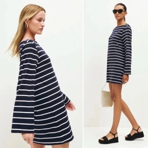 Reformation Striped Navy and White Dress - Picture 2 of 9